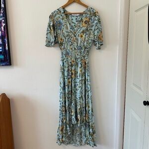 Petal and Pup Button Front Floral Flutter Sleeve High Low Dress | Size 8